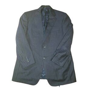 Men's Blazer Sports Coat SAMUELSOHN Blue Pin Stripe Size 42 Wool Career Office
